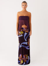 Barbados Maxi Skirt - Dark Floral