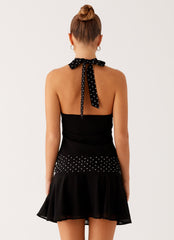 Colby Mini Skirt - Black Polka Dot