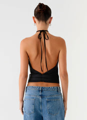 Mason Halter Neck Top - Black