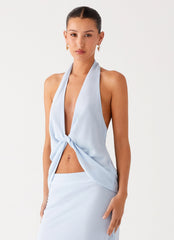 Michaella Chiffon Twist Top - Blue