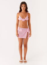 Palazzo Crochet Wrap Skirt - Pink
