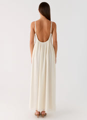 Whisperlight Chiffon Scooped Neck Maxi Dress - White
