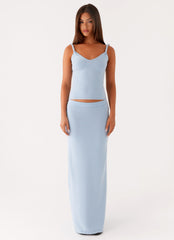 Anastasia Knit Maxi Skirt - Blue