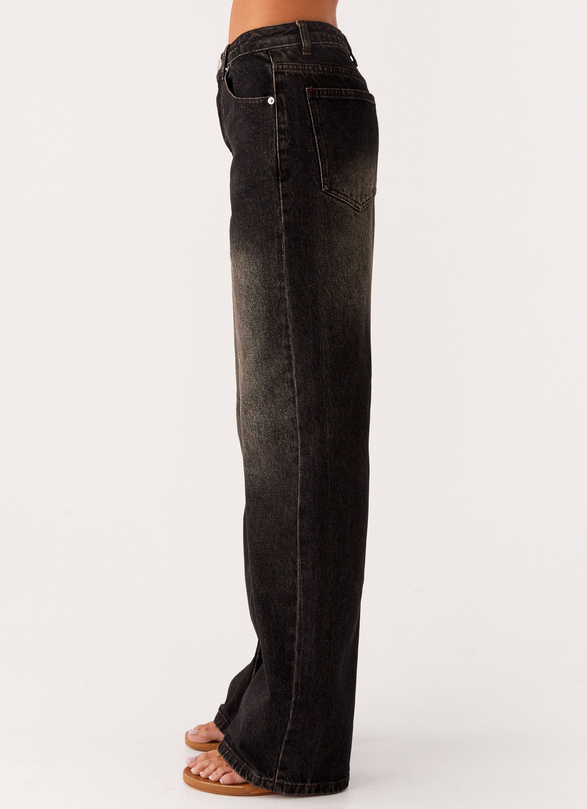 Back Again Straight Leg Denim Jeans - Acid Charcoal