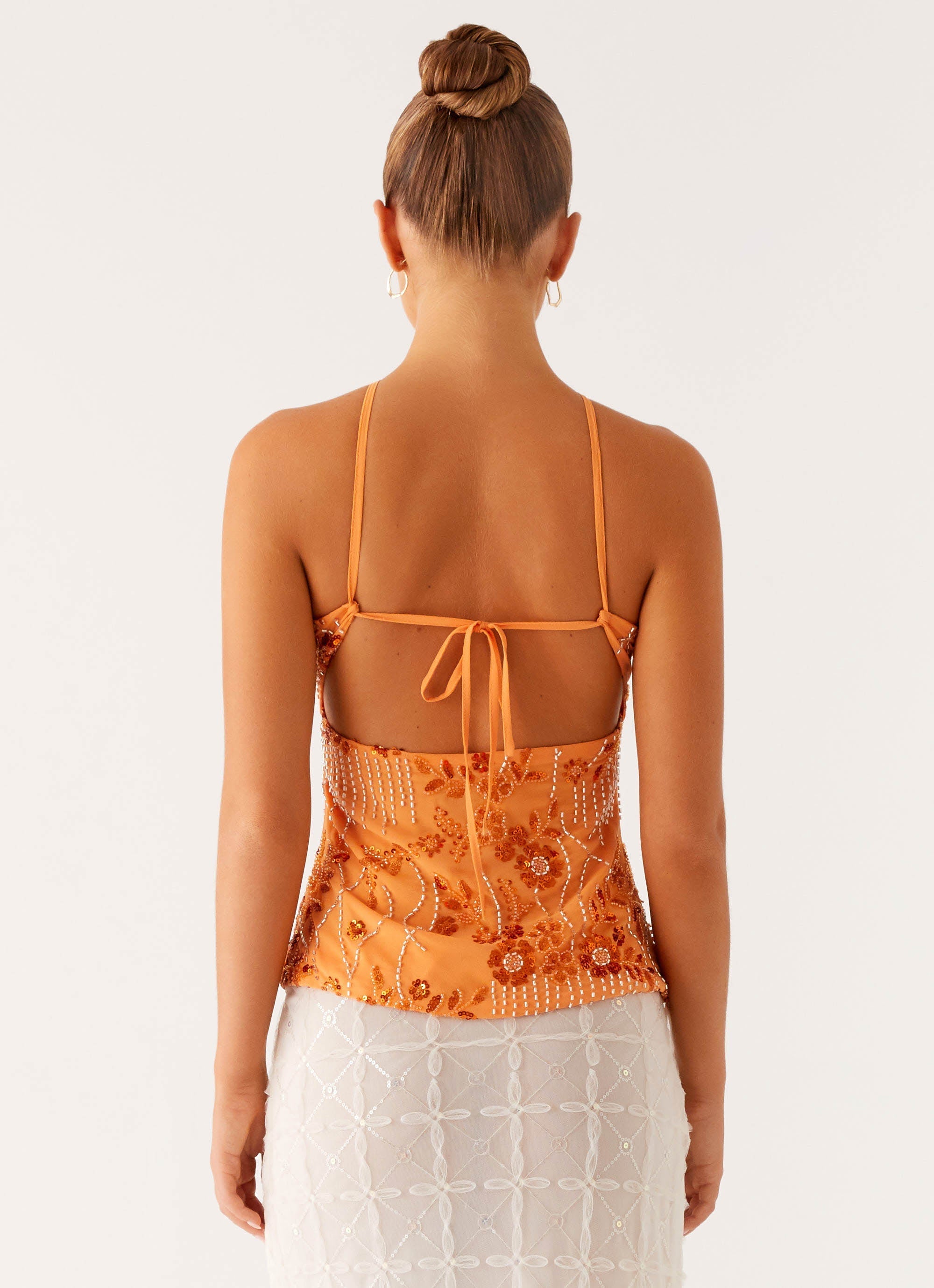 Catalina Sequin Top - Orange