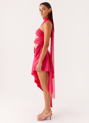 Circa Scarf Midi Dress - Hot Pink