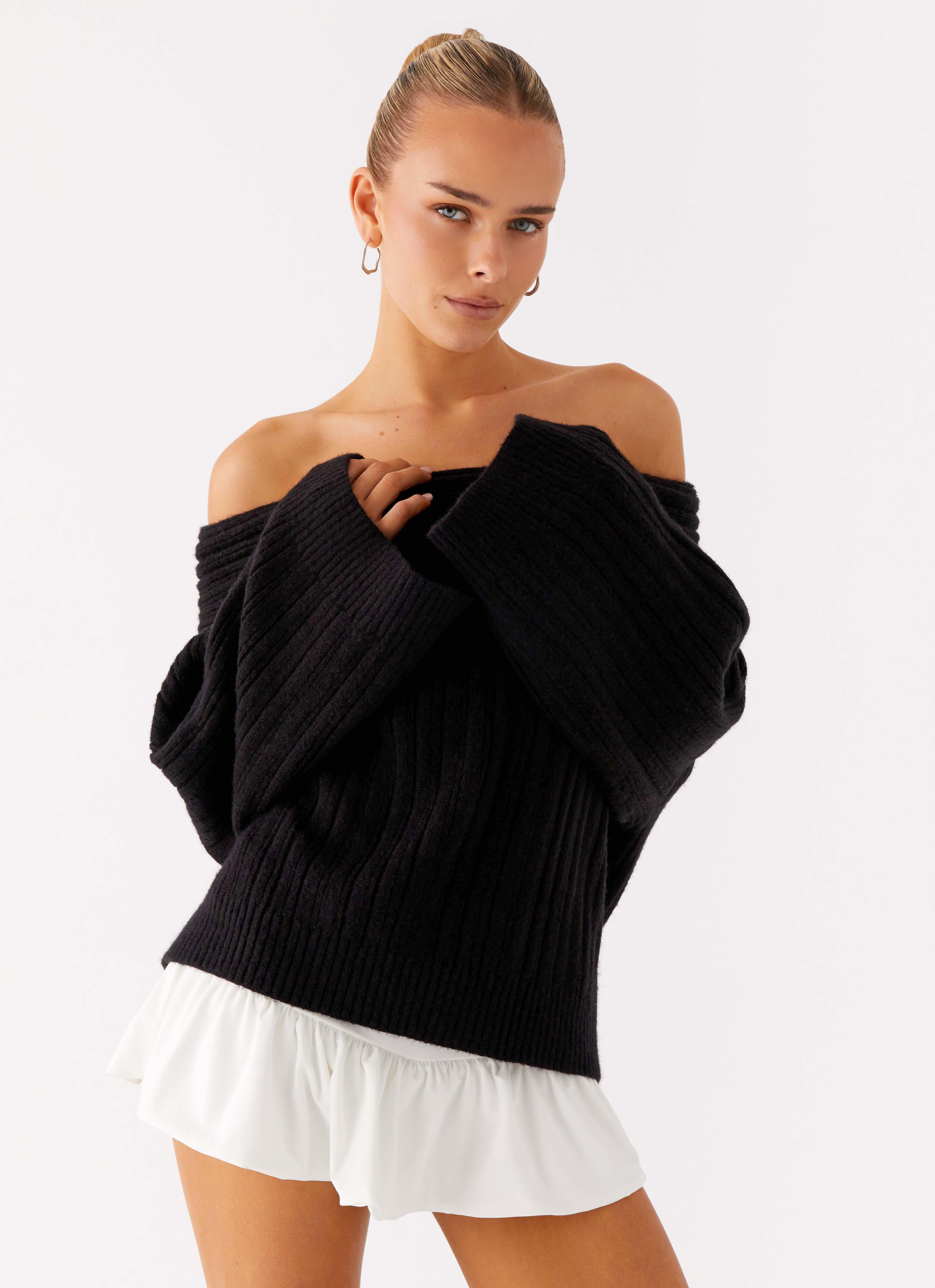 Federica Off Shoulder Knit - Black