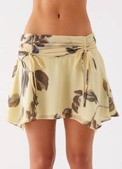 Fiore Asymmetrical Mini Skirt - Buttercream Bliss