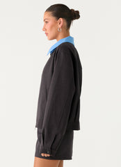 Harlee Poplin Suiting Jacket - Charcoal