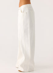 Johnny Low Rise Wide Leg Jeans - White