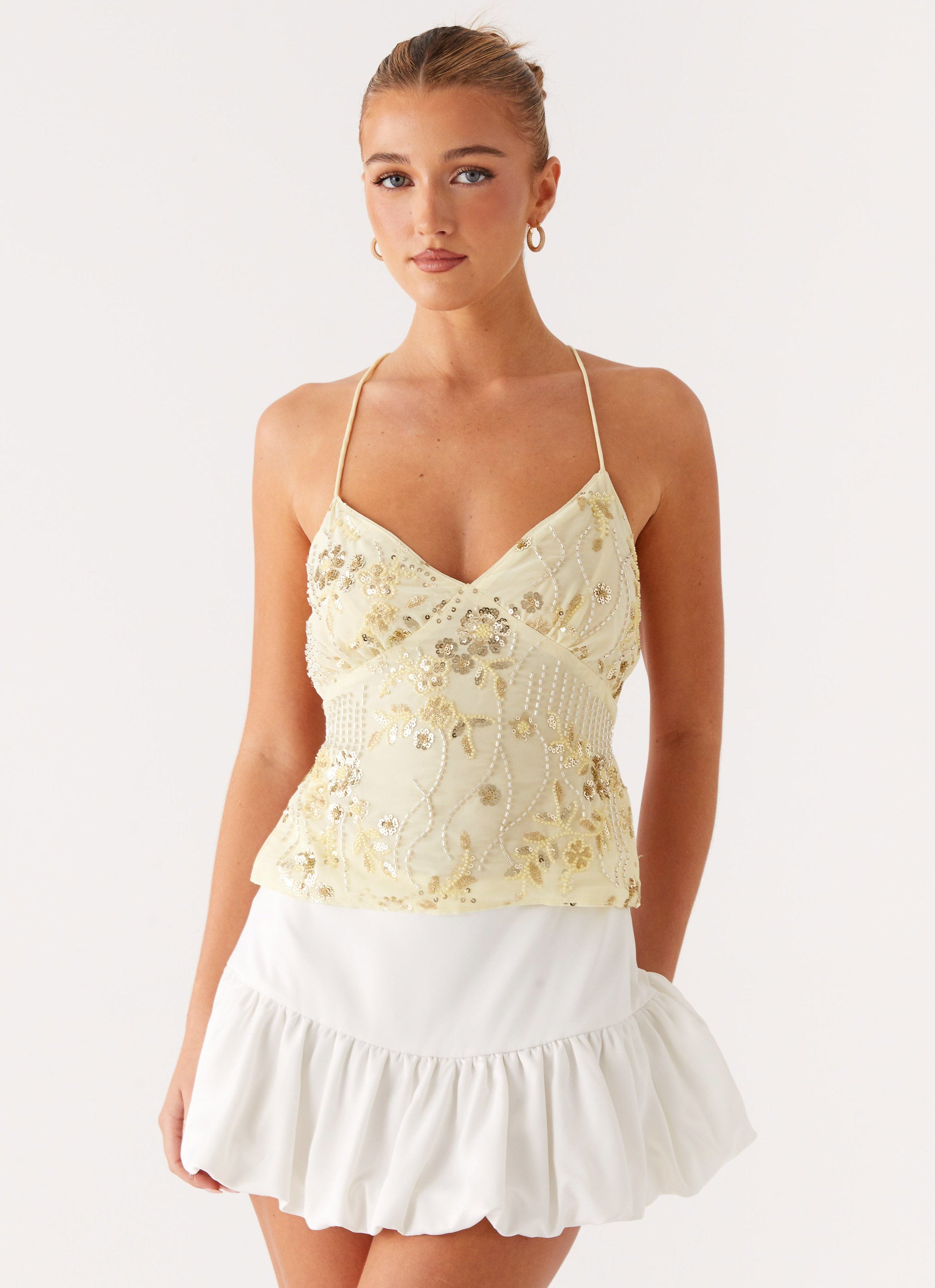 Kamilla Sequin Cami Top - Yellow
