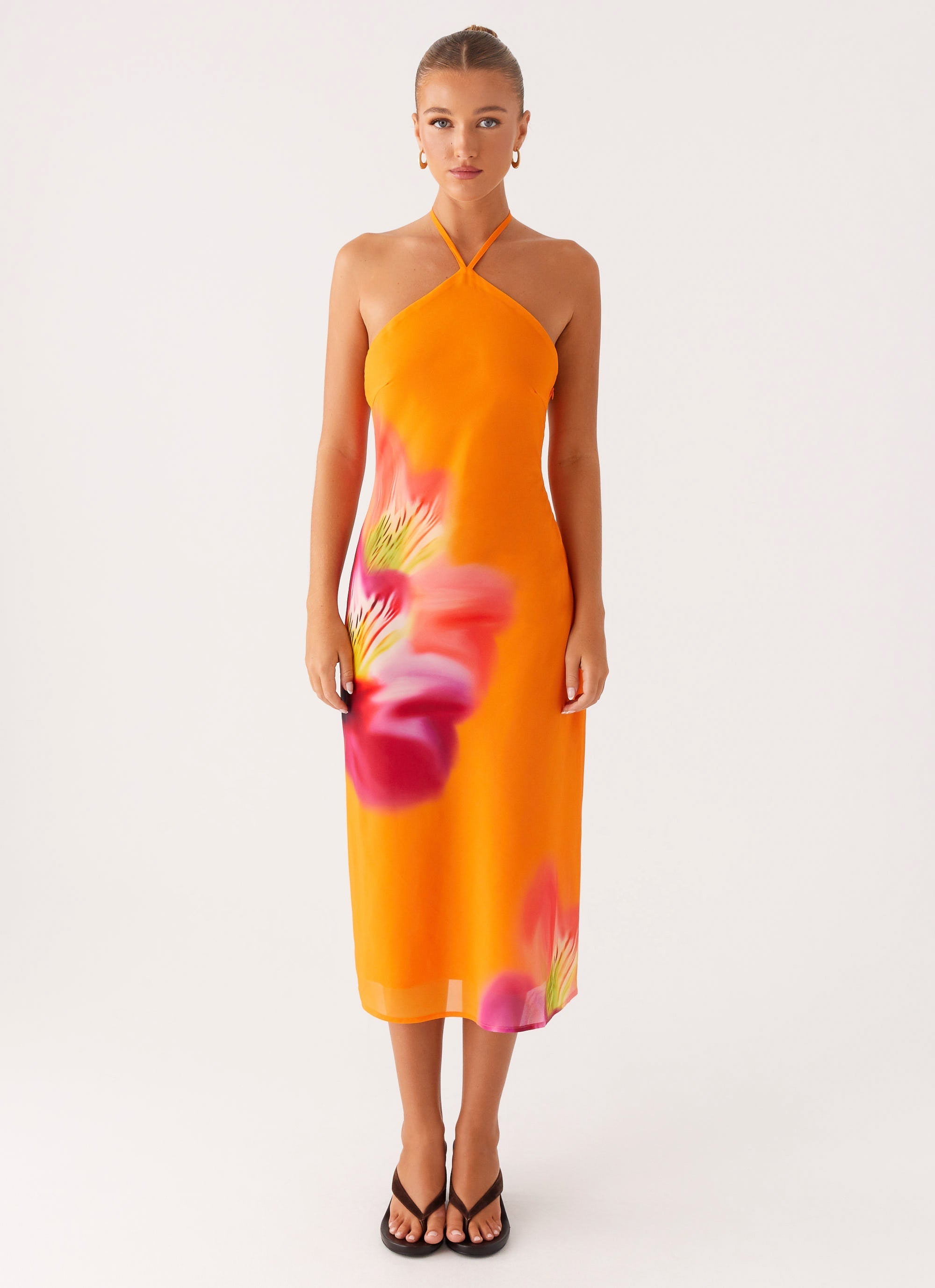 Kea Midi Dress - Orange Tropical