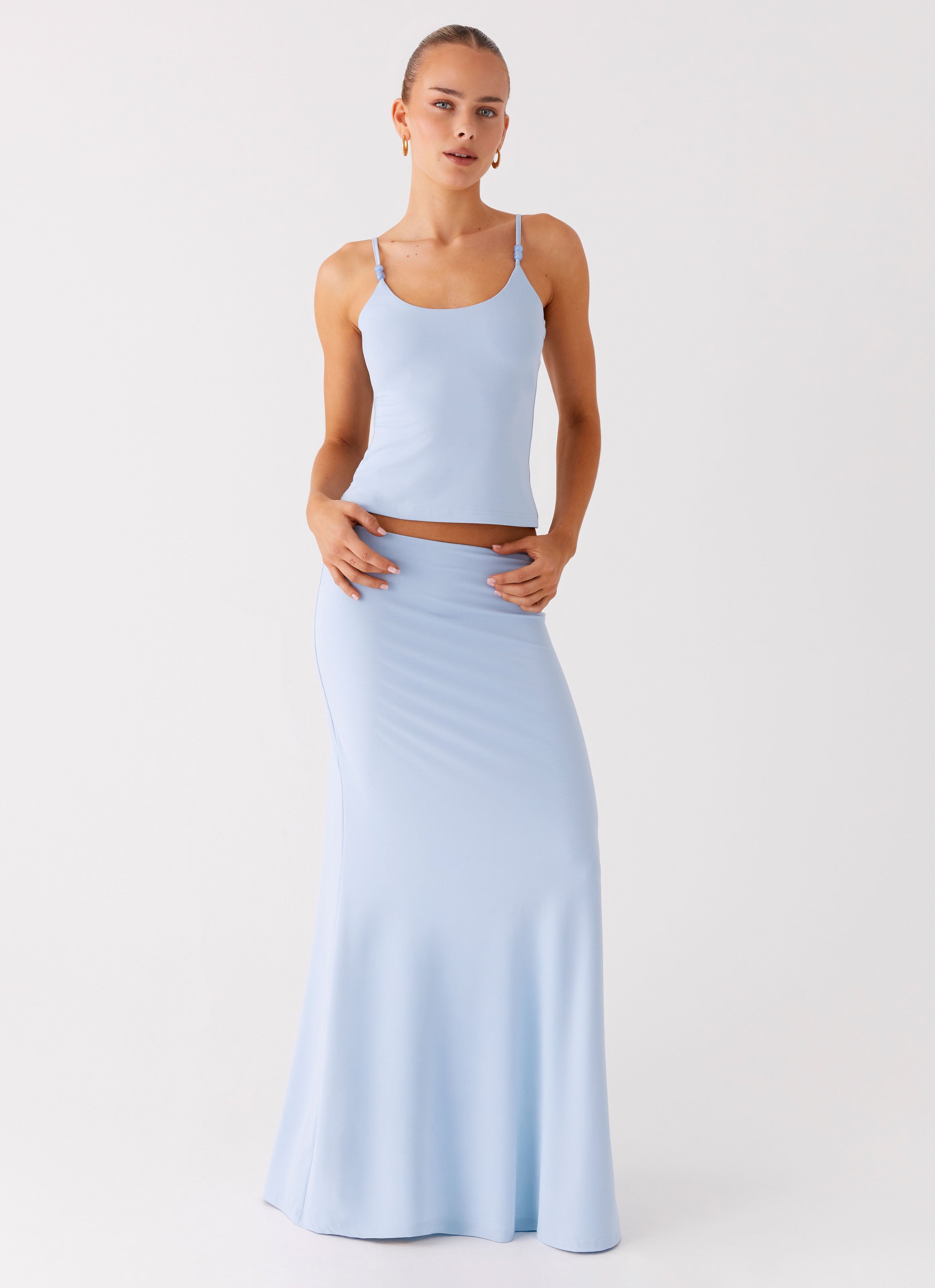 Like A Flower Maxi Skirt - Baby Blue