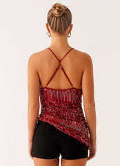 Lost In The Tide Beaded Top - Rust