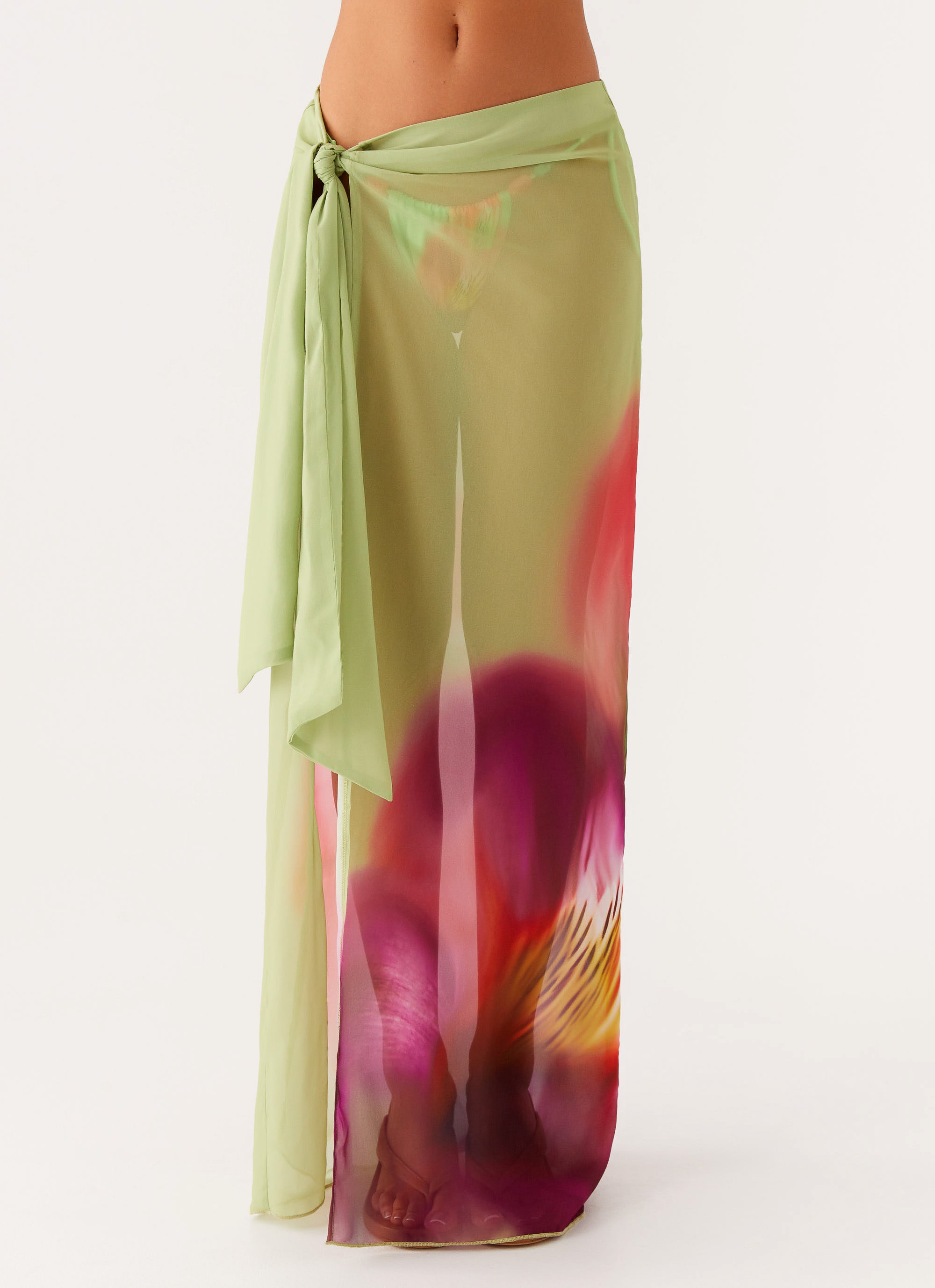 Low Tide Sarong Maxi Skirt - Green Tropical