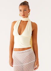 Milos Scarf Halter Neck Top - Yellow
