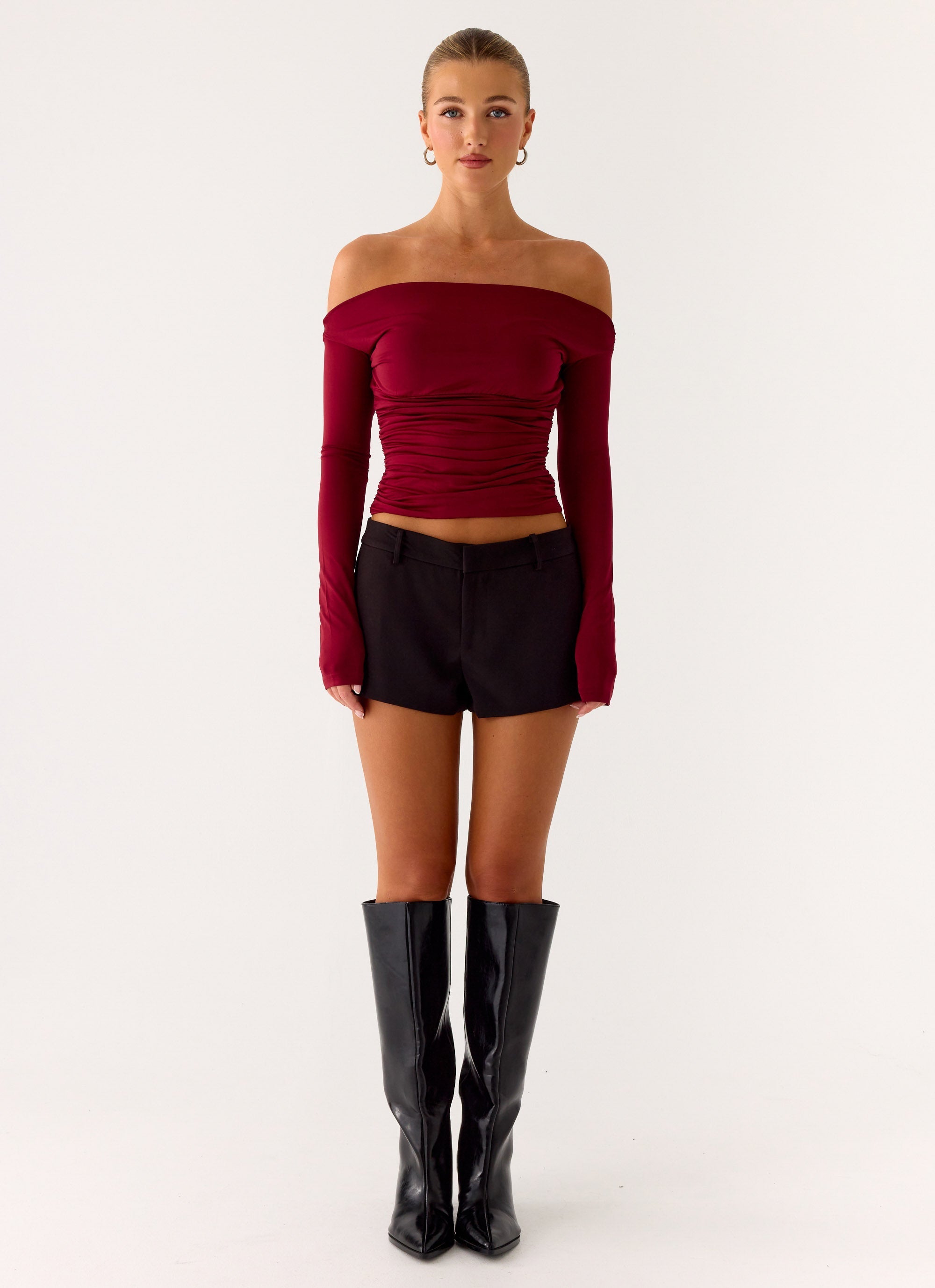 Reva Long Sleeve Top - Maroon