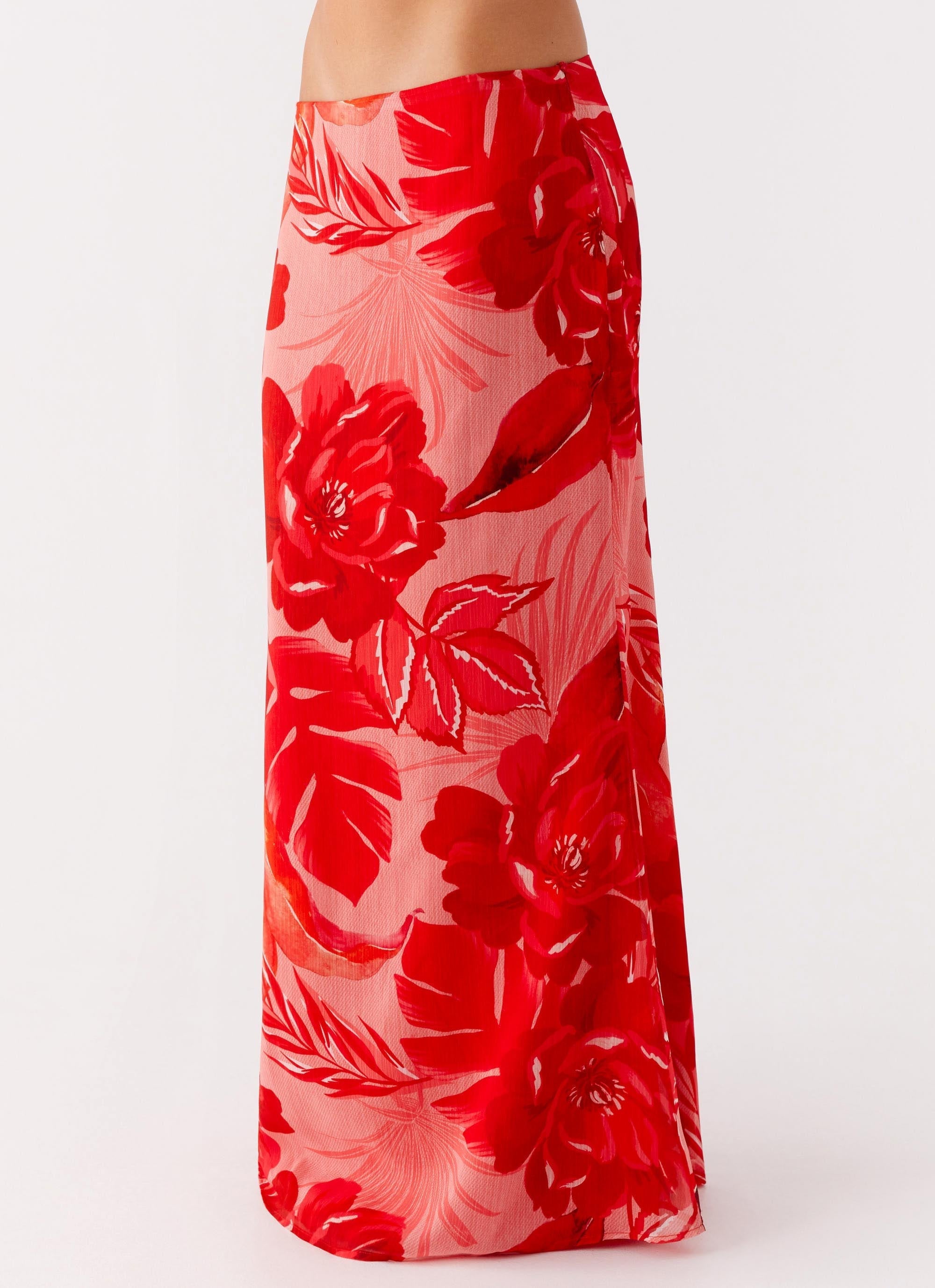 Soulful Low Rise Maxi Skirt - Sicily Sunsets Print