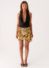 Tiassa Asymmetrical Mini Skirt - Laguna Print
