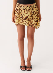 Tiassa Asymmetrical Mini Skirt - Laguna Print