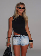 Unreal Denim Mini Shorts - Bleached Blue