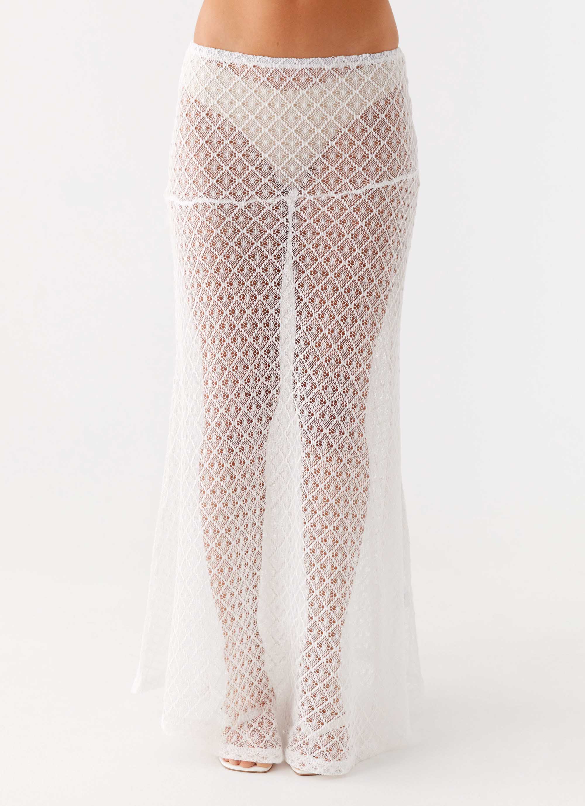 Velli Crochet Maxi Skirt - White