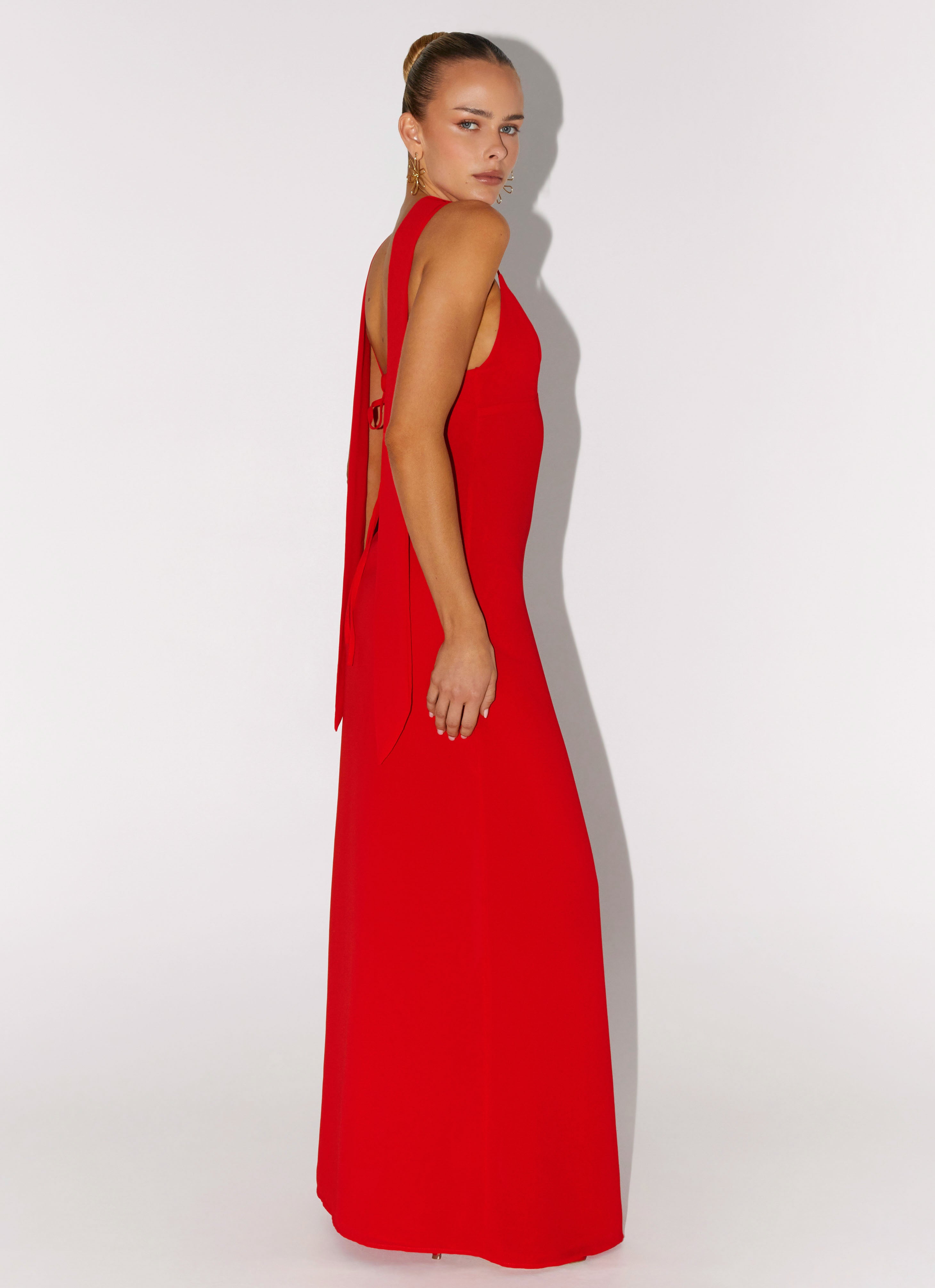 Yorke Scarf Maxi Dress - Raspberry Red